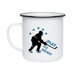 Кружка эмалированная I play hockey - PrintSalon