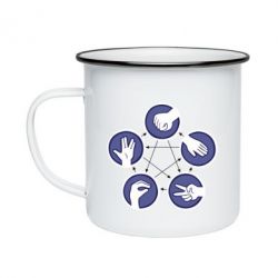 Кружка емальована Камінь, ножиці, папір, ящірка, спок - PrintSalon