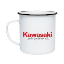 Кружка эмалированная Kawasaki. Let the good times roll.