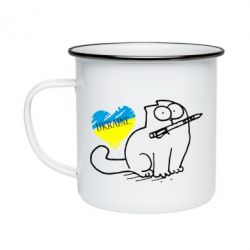 Кружка емальована Кіт-патріот - PrintSalon