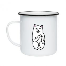 Кружка эмалированная Кот с факом - PrintSalon