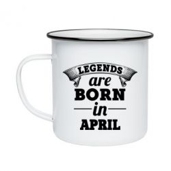 Кружка эмалированная Legends are born in April - PrintSalon