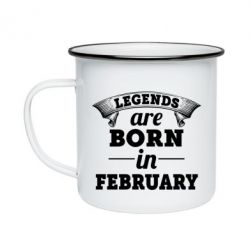 Кружка эмалированная Legends are born in February - PrintSalon