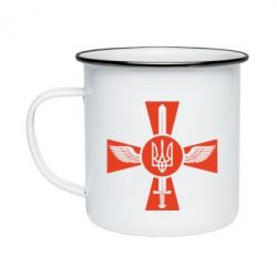 Кружка емальована Меч, крила та герб - PrintSalon