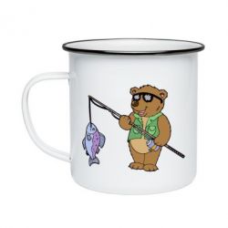 Кружка емальована Ведмідь ловить рибу