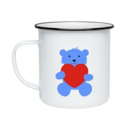 Кружка эмалированная Мишка с сердечком - PrintSalon