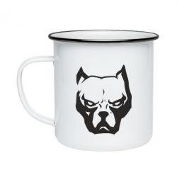 Кружка емальована Морда пітбуля - PrintSalon