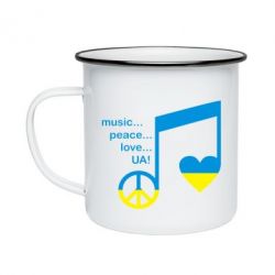 Кружка эмалированная Music, peace, love UA - PrintSalon