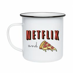 Кружка эмалированная Netflix and pizza - PrintSalon