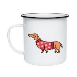 Кружка эмалированная New Year's Dachshund - PrintSalon