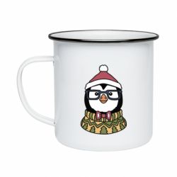 Кружка эмалированная New Year's Penguin - PrintSalon