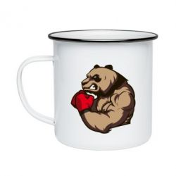 Кружка эмалированная Panda Boxing - PrintSalon