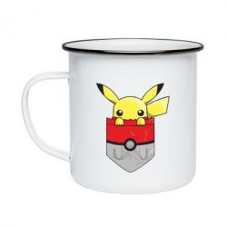 Кружка эмалированная Pikachu in pocket - PrintSalon