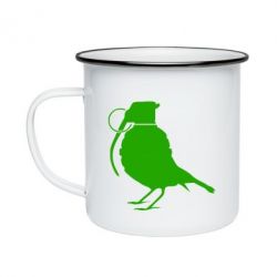 Кружка эмалированная Птичка с гранатой - PrintSalon