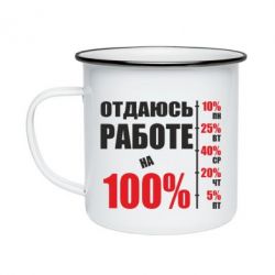 Кружка эмалированная Работаю на 100% - PrintSalon