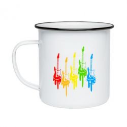 Кружка эмалированная Разноцветные гитары - PrintSalon