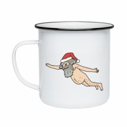 Кружка емальована Santa comes to town! - PrintSalon