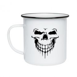 Кружка эмалированная Silhouette of a skull - PrintSalon