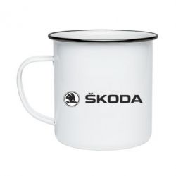 Кружка эмалированная Skoda logo - PrintSalon