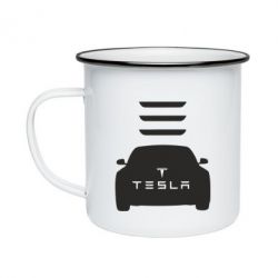 Кружка эмалированная Tesla Car - PrintSalon
