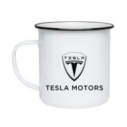 Кружка эмалированная Tesla Motors - PrintSalon