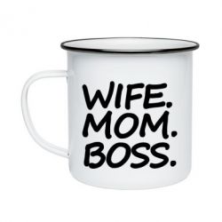 Кружка эмалированная Wife mom boss - PrintSalon