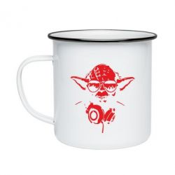 Кружка эмалированная Yoda в наушниках - PrintSalon