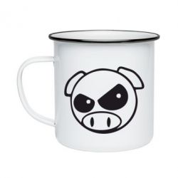 Кружка эмалированная Злая свинка - PrintSalon