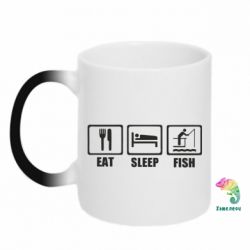 Чашка-хамелеон Eat, sleep, fish - PrintSalon