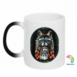Чашка-хамелеон Енот в очках - PrintSalon
