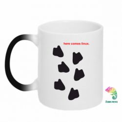 Чашка-хамелеон Here comes Linux - PrintSalon