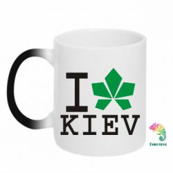Чашка-хамелеон I love Kiev - с листиком - PrintSalon