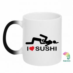Чашка-хамелеон I love sushi - PrintSalon