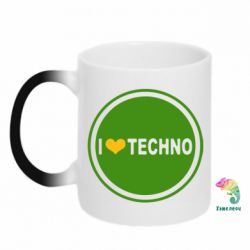 Чашка-хамелеон I love techno music - PrintSalon