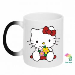 Чашка-хамелеон Kitty с букетиком - PrintSalon