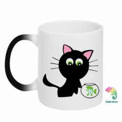 Чашка-хамелеон Кошечка и аквариум - PrintSalon