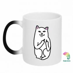 Чашка-хамелеон Кот с факом - PrintSalon