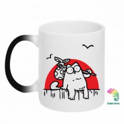 Чашка-хамелеон Кот Саймона на фоне заката - PrintSalon