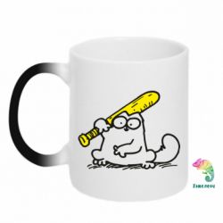 Чашка-хамелеон Кот Саймона с битой - PrintSalon