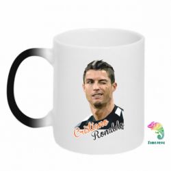 Чашка-хамелеон Криштиану Роналду, полигональный портрет - PrintSalon