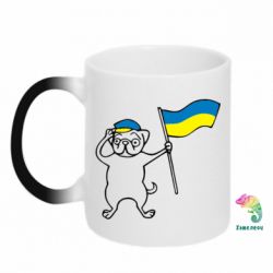 Кружка-хамелеон Пес з прапором-PrintSalon Кружка-хамелеон Пес з прапором