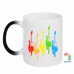 Чашка-хамелеон Разноцветные гитары - PrintSalon