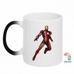 Чашка-хамелеон Железный Человек в воздухе - PrintSalon