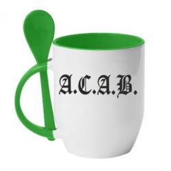 Чашка з ложкою A.C.A.B - PrintSalon