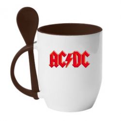 Чашка с ложкой AC/DC Red Logo - PrintSalon