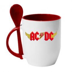 Чашка с ложкой AC/DC с крыльями - PrintSalon