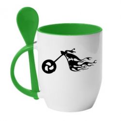 Чашка с ложкой Аццкий байк - PrintSalon