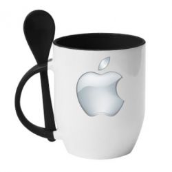 Чашка с ложкой Apple Silver - PrintSalon