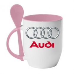 Чашка с ложкой Audi 3D Logo - PrintSalon