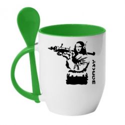 Чашка с ложкой Bancsy Mona Lisa - PrintSalon